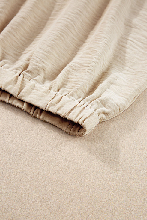 Textured Crinkle Crop Tee And Wide Leg Pant Set