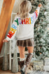 HOHOHO MERRY CHRISTMAS Chenille Letter Graphic Drop Shoulder Sweater