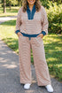 Striped V Neck Long Sleeve Lounge Set