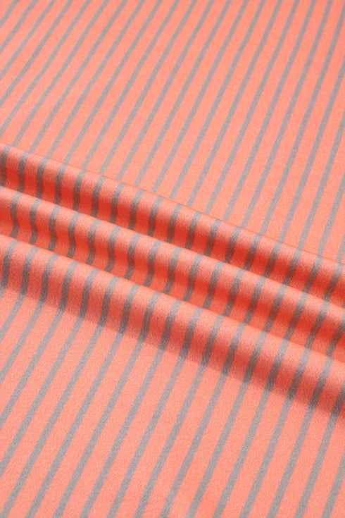 Striped Pattern Raw Seam Long Sleeve Top