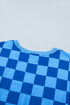 Plaid Checkered Long Sleeve Crop Top Elastic Waist Short Set
