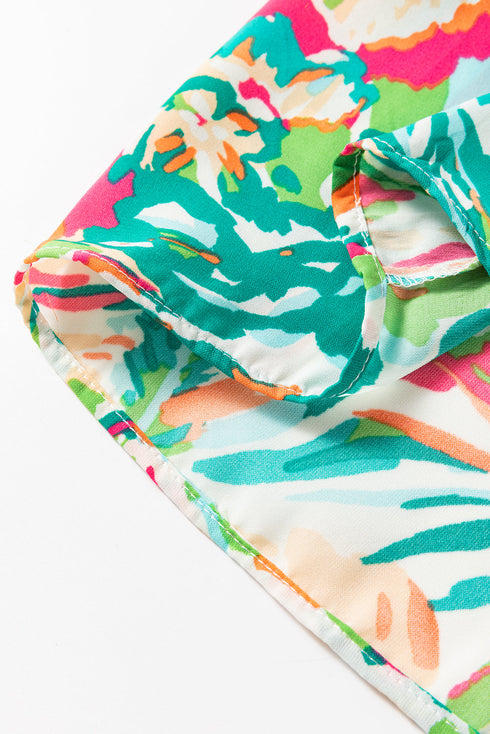 Bohemian Abstract Print High Waist Tiered Maxi Skirt