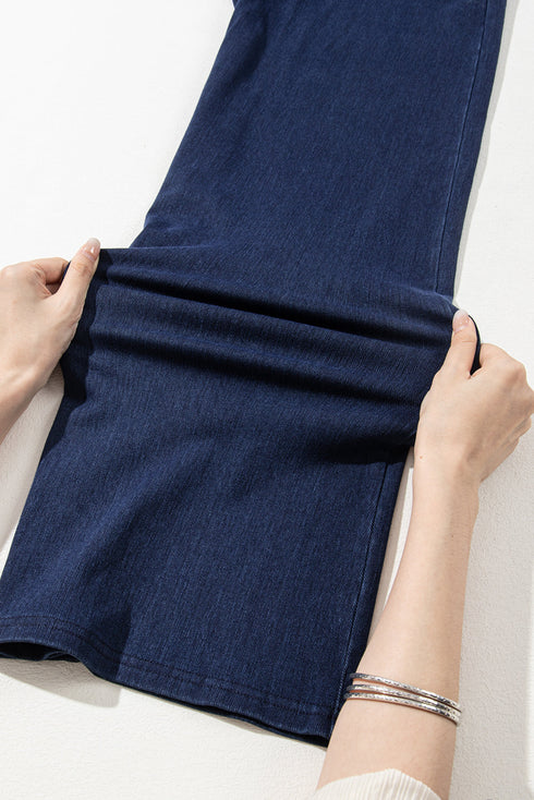 Casual Solid Loose Fit Wide Leg Jeans