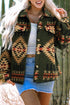Aztec Print Long Sleeve Flap Pocket Western Jacket