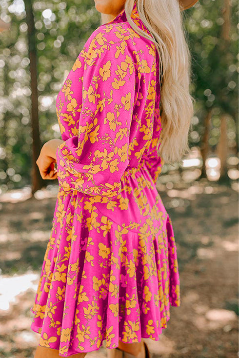 Drawstring Tunic Flowy Short Floral Dresses