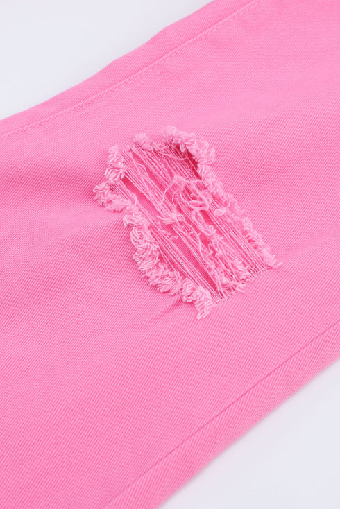 Vintage High Waist Distressed Raw Hem Flare Jeans