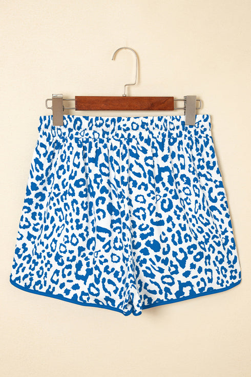 All Over Leopard Print Lace Up Accent Trim Shorts