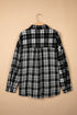 Plaid Long Sleeve V Neck Shift Shirt Jacket