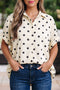 Polka Dot Print Loose Fit Dolman Sleeve Shirt
