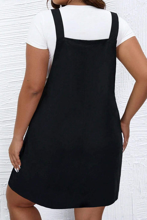 Minimalist Button Strap Pinafore Overall Dress
