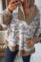 Camouflage Waffle Knit Patchwork Half Zip Hoodie