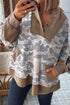 Camouflage Waffle Knit Patchwork Half Zip Hoodie