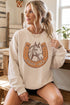 Good Luck Western Horse Print Oversized Pullover Sweatshirt