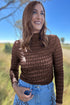 Sheer Textured Lace Stand Neck Western Long Sleeve Top