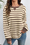 Striped Pattern Patchwork Ribbed Cuff Pullover Sweatshirt