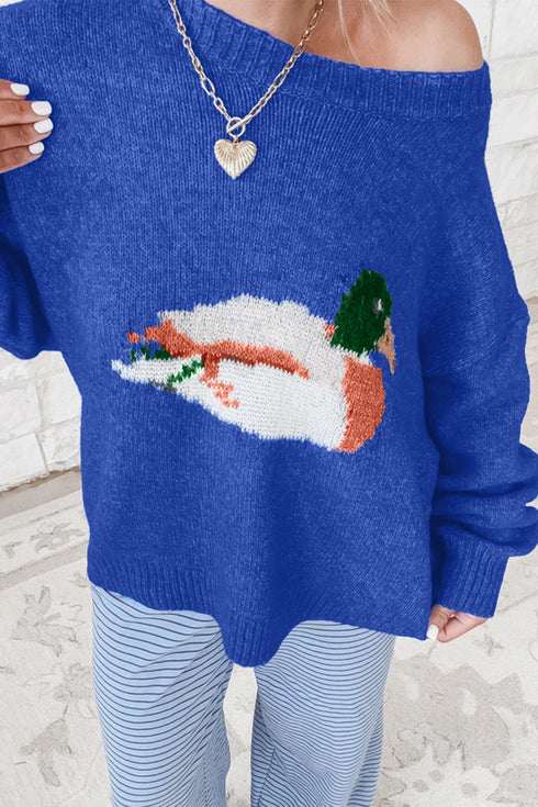 Polyester Polyamide Drop Shoulder Long Sleeve Sweater