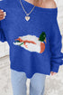 Polyester Polyamide Drop Shoulder Long Sleeve Sweater