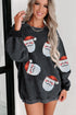 Oversized Corduroy Santa Graphic Drop Shoulder Sweatshirt