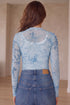 Sheer Mesh Floral Mock Neck Long Sleeve Bodysuit