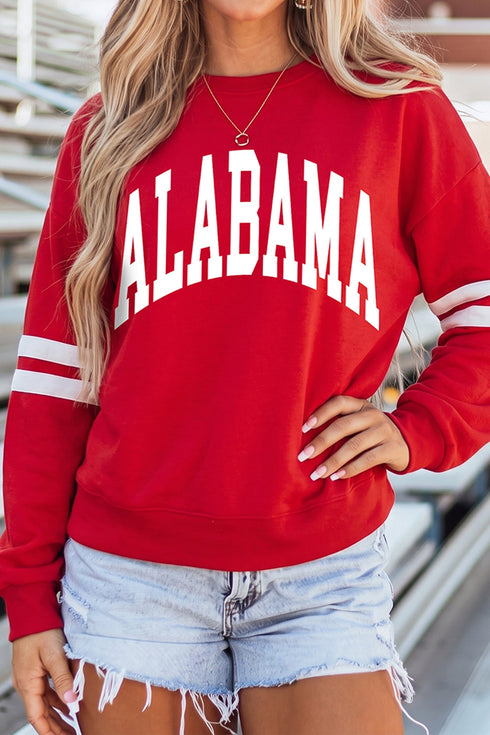 Polyester Cotton Alabama Letter Print Graphic Sweatshirt