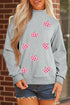 Sequined Pumpkin Patch Mock Neck Baggy Pullover Sweatshirt