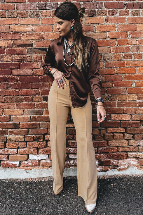 High Waist Full Length Regular Fit Pants