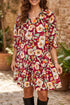 Floral Print Half Sleeve Short Shift Dress