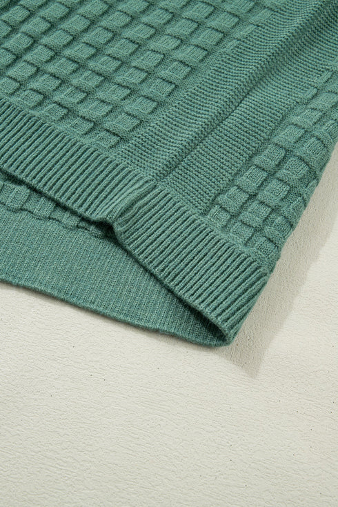 Textured Knit Short Sleeve Pullover Sweater