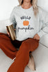Polyester Cotton Hello Pumpkin Embroidered Pattern Sweatshirt
