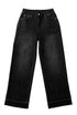 High Rise Straight Loose Raw Hem Cuffed Jeans