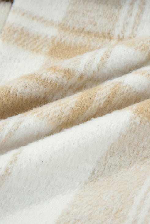 Button Front Patchwork Side Pocket Plaid Shacket