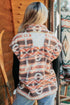 Geometric Print Fleece Metal Button Placket Shift Silhouette Vest
