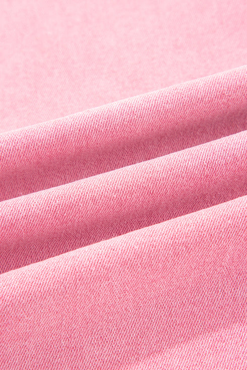 High Rise Cropped Washed Denim Wide Leg Jeans