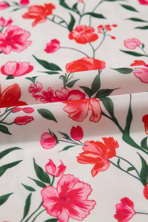 Floral Square Neck Puff Sleeve Ruffle Maxi Dress