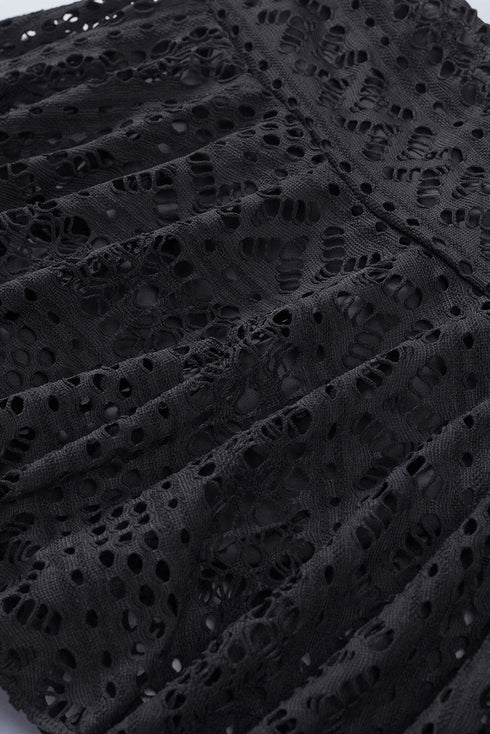 Geometric Open Knit Flared Mini Swim Skirt