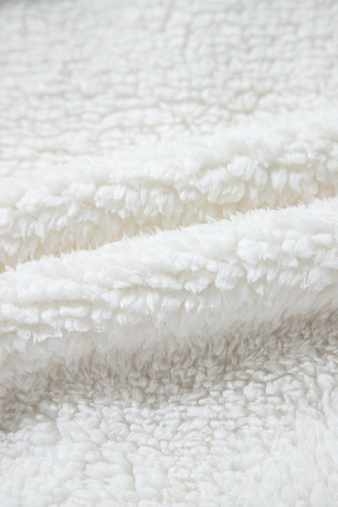 Faux Fur Fleece Button Front Pocketed Lapel Jacket