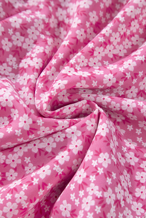 Floral Print Thin Strap Smocked Bodice Wide Leg Jumpsuit