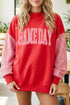 Plaid Pattern Sleeve Mock Neck Graphic Sweatshirt