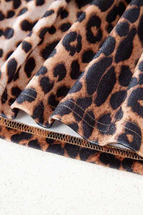 All Over Leopard Print Patchwork Tiered Mini Skirt