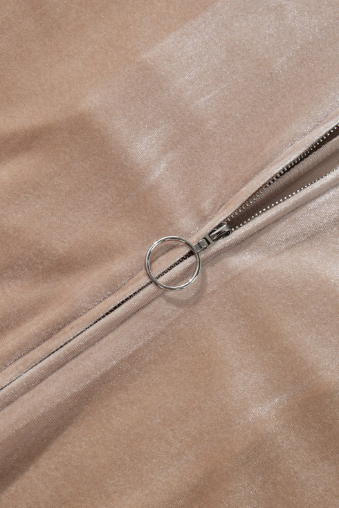 Plush Velvet Zipped Top And Jogger Pant Set