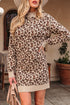 Mock Neck Animal Print Knit Sweater Dress