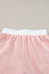 Contrast Trim Ruffled Sleeve Smocked Drawstring Short Set