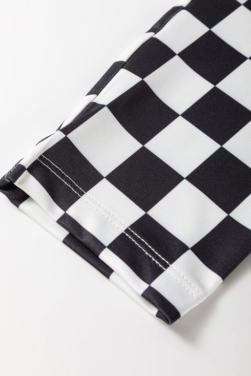 Checkered Print High Waist Stretch Skinny Leggings