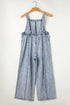 Washed Frayed Exposed Seam Wide Leg Denim Overall Jumpsuit