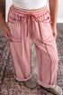 Plaid Trim Drawstring Elastic Waist Shift Pants