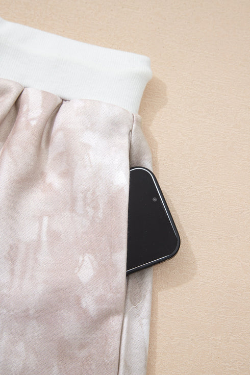 Abstract Woodland Print Balloon Sleeve Pullover Skort Two Piece Dress