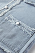 Modern Solid Frayed Edge Flap Pocket Denim Vest
