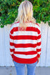 Holly Jolly Letter Embroidered Stripe Pullover Sweatshirt