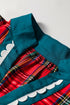 Plaid V Neck Short Sleeve Shift Silhouette Blouse