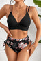 Ribbed Double Strap Tropical High Waist Bikini Set